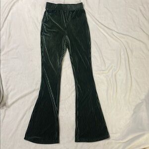 Green Velvet Flare Pants